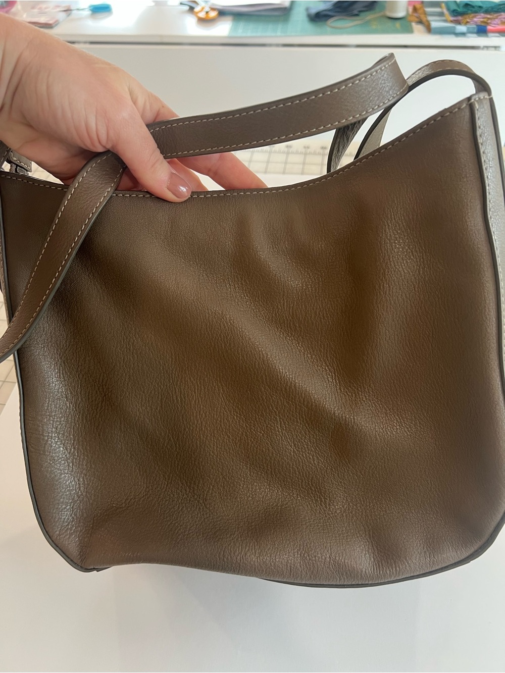 NWT Frye Olivia Large Crossbody Bag - Ice Taupe Color - Picture 5 of 9